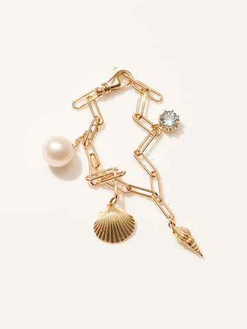Shells Aquamarine Pearl Charm Bracelet