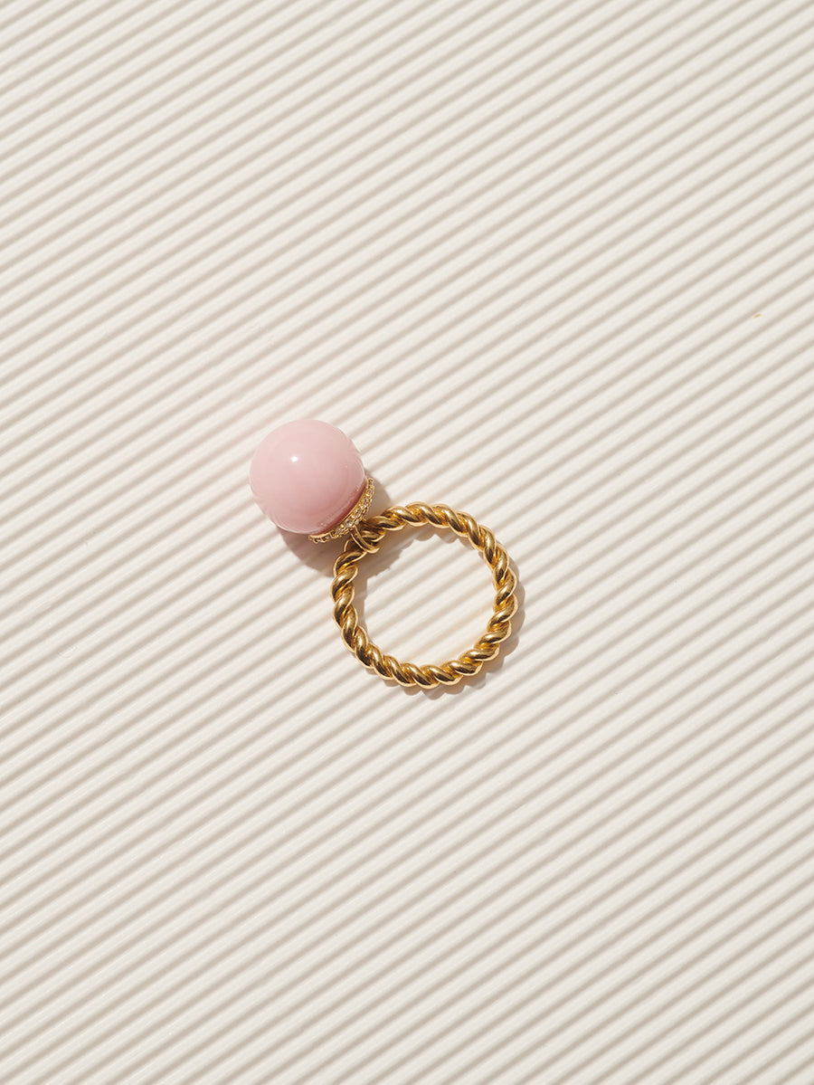 Pink Opal and diamond bobble ring
