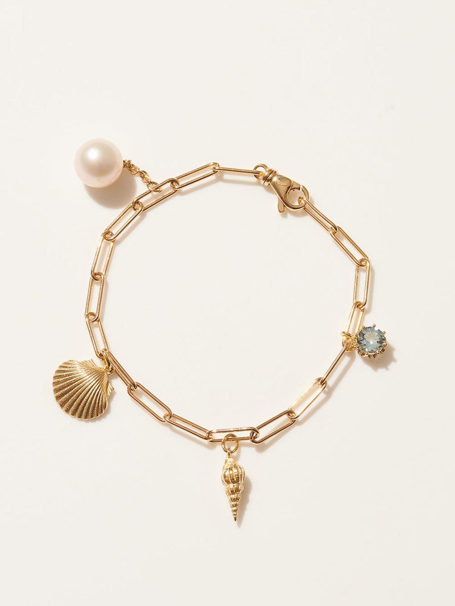 Shells Aquamarine Pearl Charm Bracelet