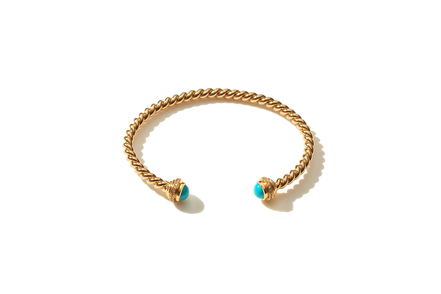 Rope Turquoise Gold Cuff