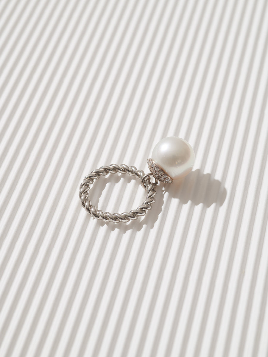 White Pearl and Diamond Bobble Ring