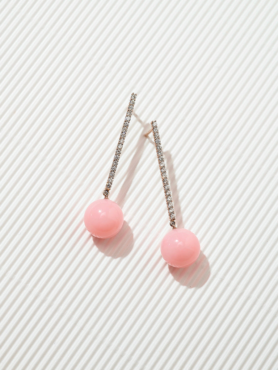 Pink Opal line earrings