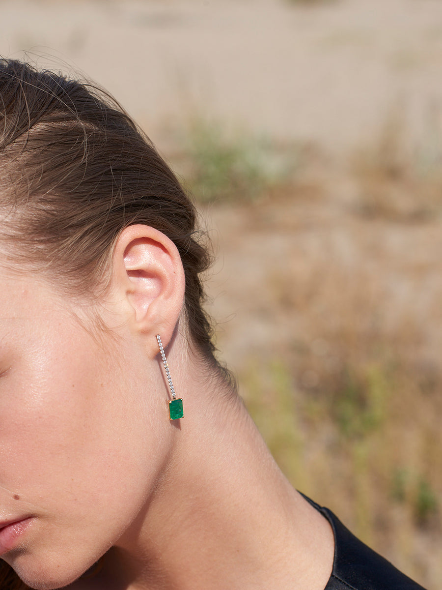 Diamond and Emerald 'Line' Earrings