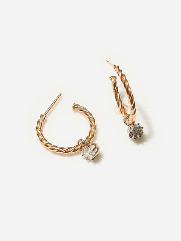 Diamond rope hoop earrings