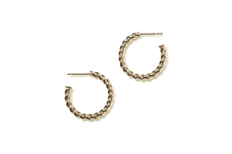 Medium White Gold Rope Hoop Earrings