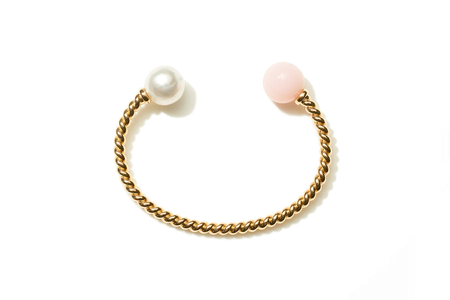 Pink Opal and Baroque South Sea Pearl Rope Cuff
